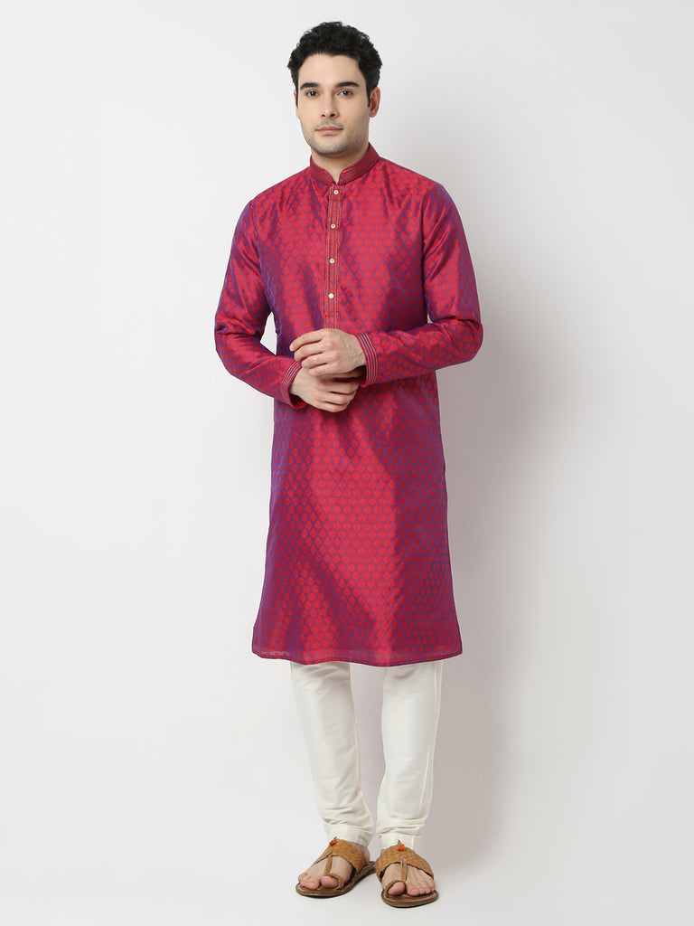 Regular Fit Jacquard Straight Kurta and Pyjama Set