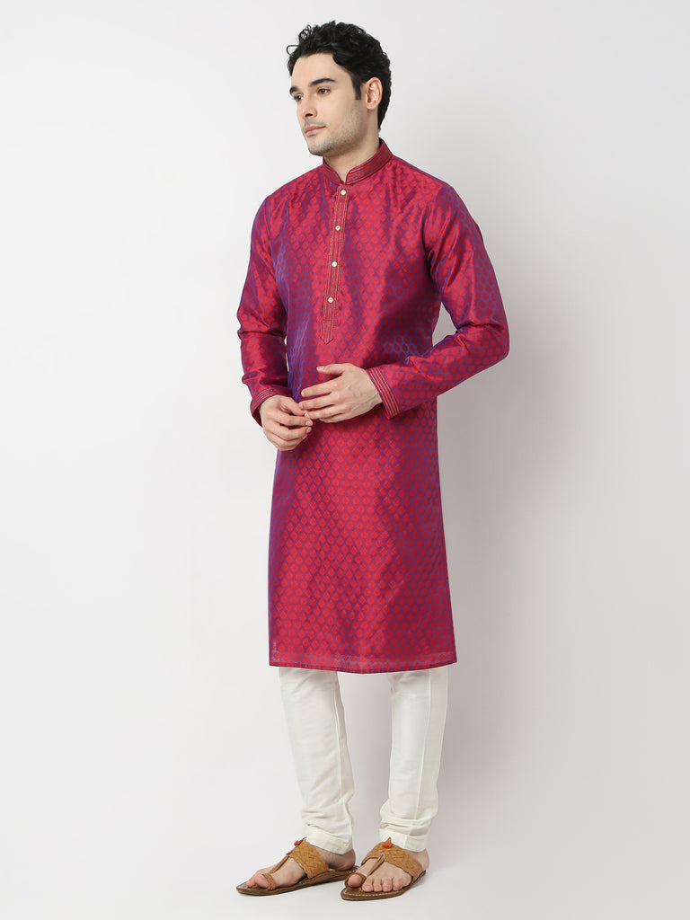 Regular Fit Jacquard Straight Kurta and Pyjama Set