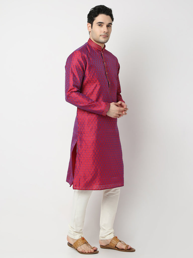 Regular Fit Jacquard Straight Kurta and Pyjama Set