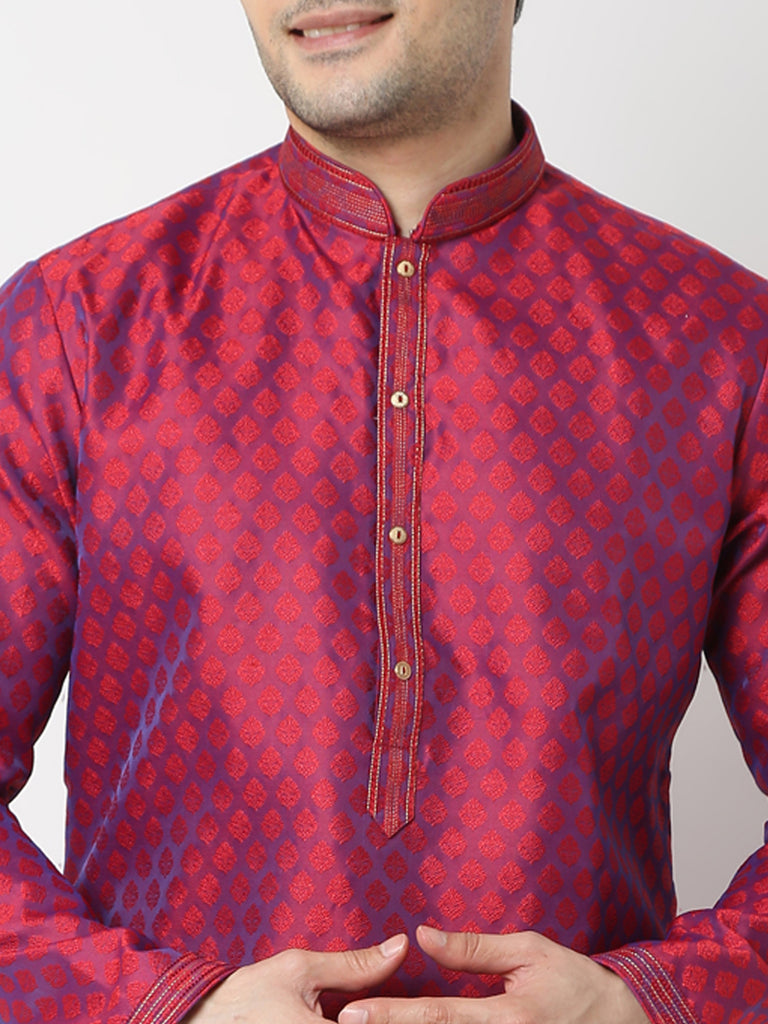 Regular Fit Jacquard Straight Kurta and Pyjama Set