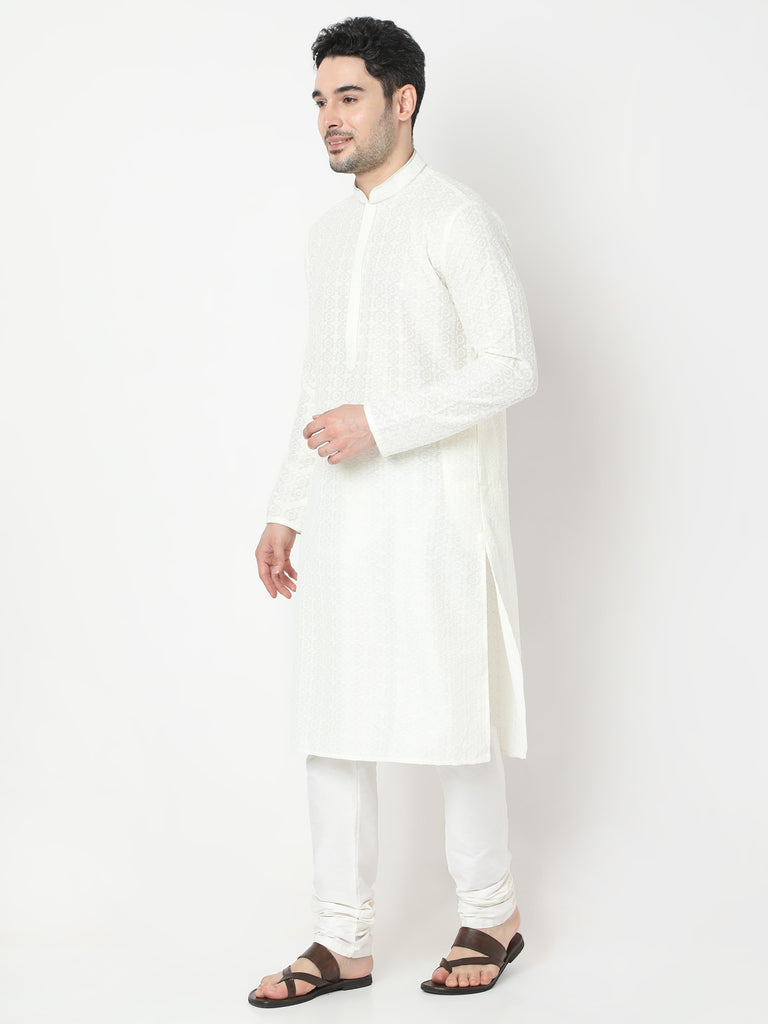 Regular Fit Embroidered Kurta and Churidar Set