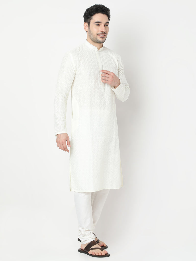 Regular Fit Embroidered Kurta and Churidar Set