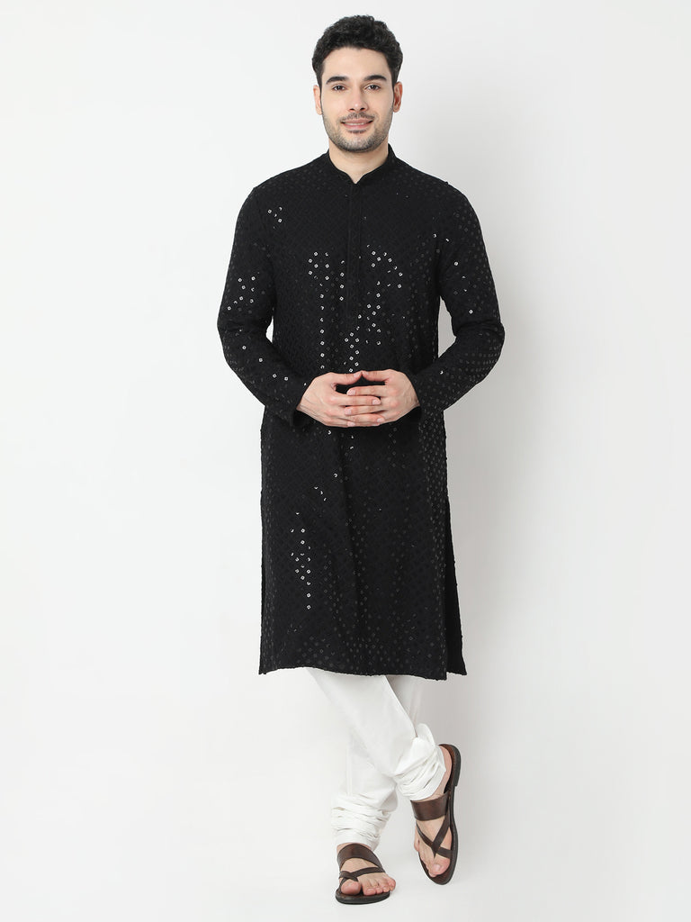 Regular Fit Embroidered Kurta and Churidar Set