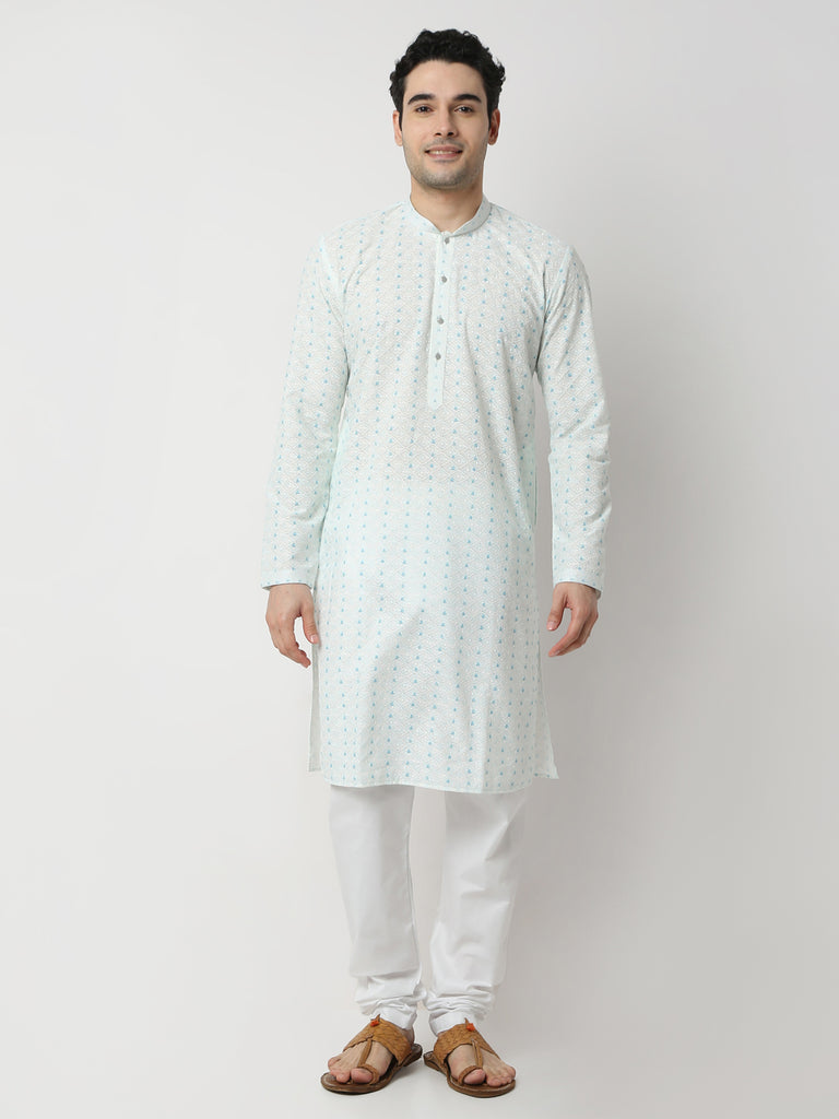 Regular Fit Embroidered Straight Kurta and Pyjama Set