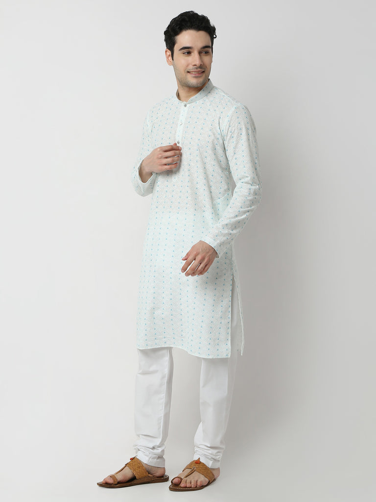 Regular Fit Embroidered Straight Kurta and Pyjama Set