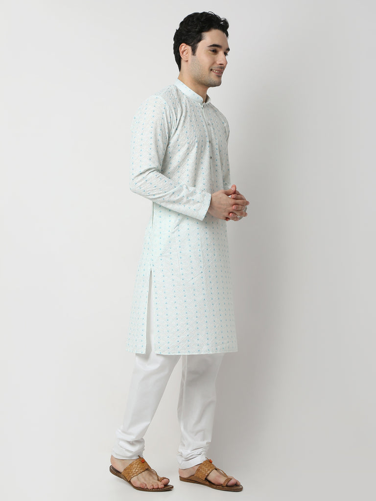 Regular Fit Embroidered Straight Kurta and Pyjama Set