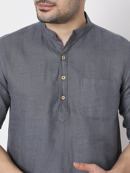 Regular Fit Straight Solid Full Sleeve Short Kurta