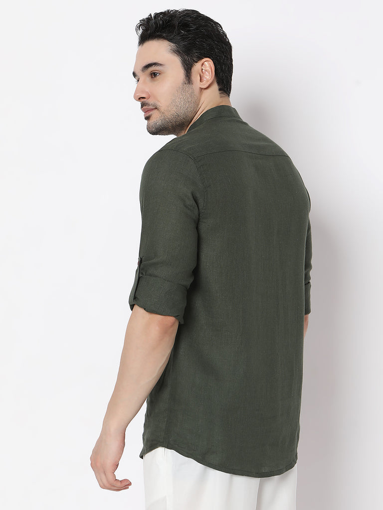 Regular Fit Straight Solid Full Sleeve Short Kurta