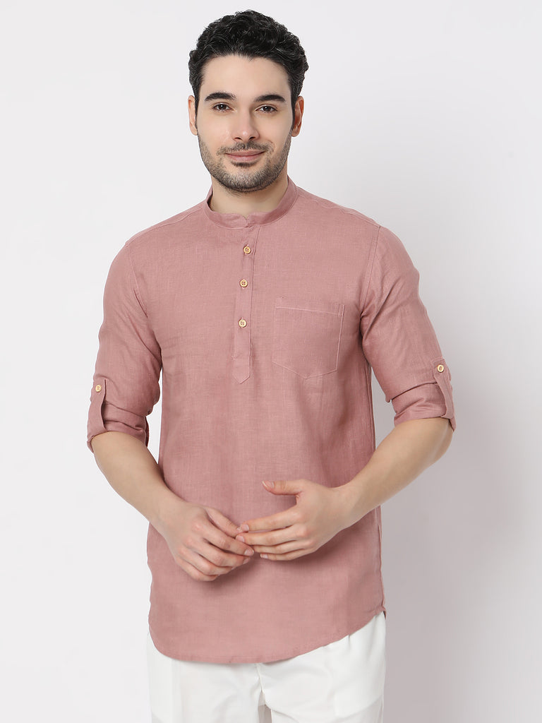 Regular Fit Straight Solid Full Sleeve Short Kurta