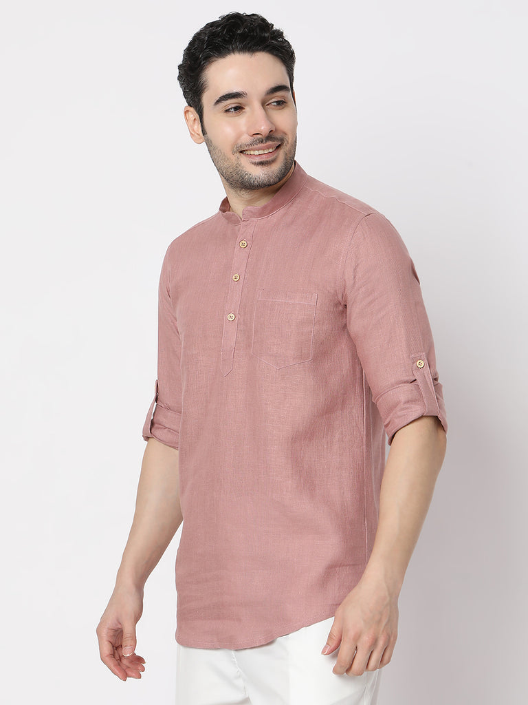 Regular Fit Straight Solid Full Sleeve Short Kurta