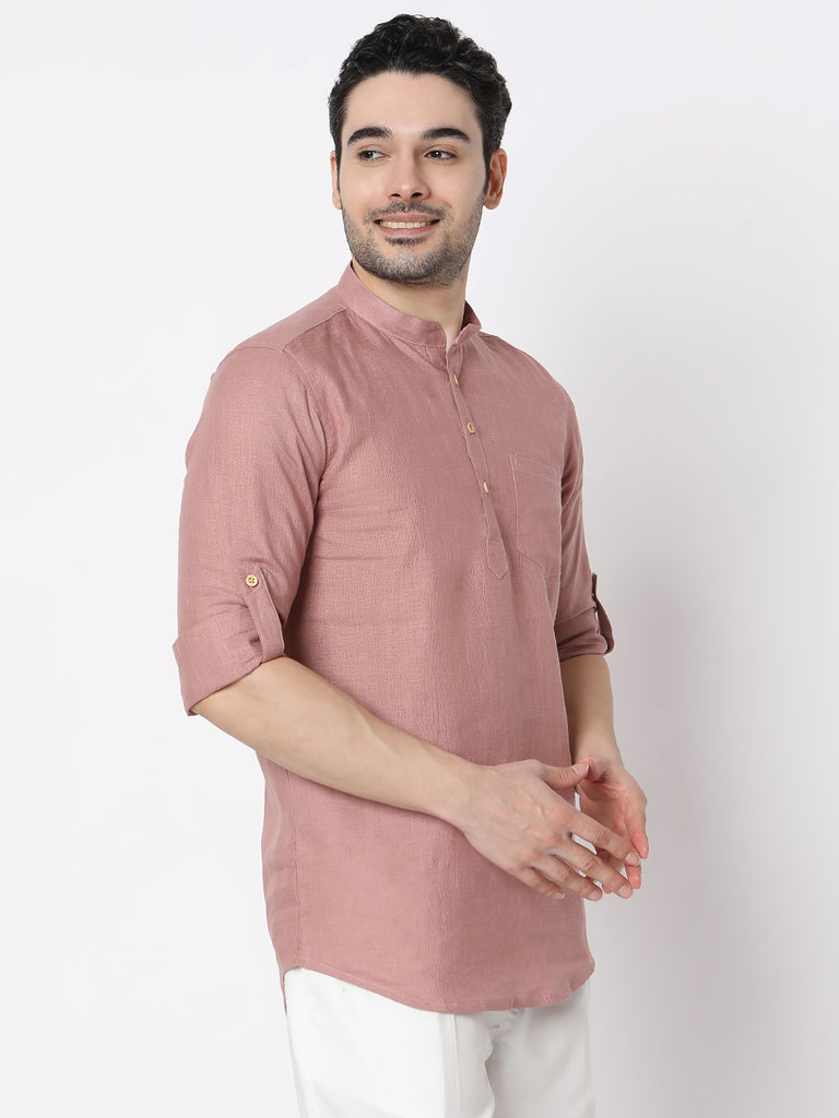 Regular Fit Straight Solid Full Sleeve Short Kurta