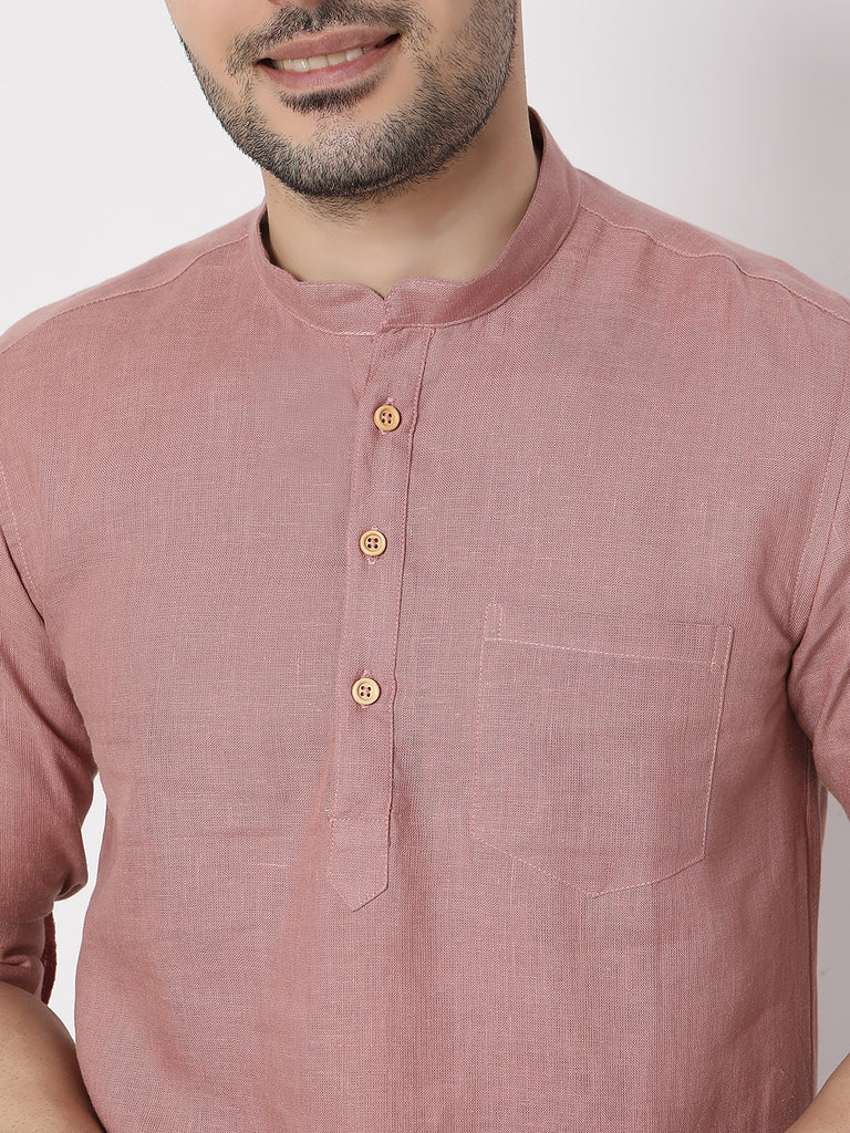 Regular Fit Straight Solid Full Sleeve Short Kurta