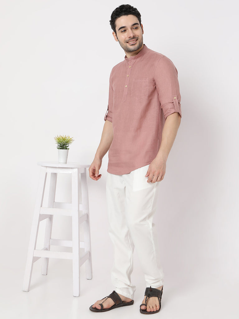 Regular Fit Straight Solid Full Sleeve Short Kurta