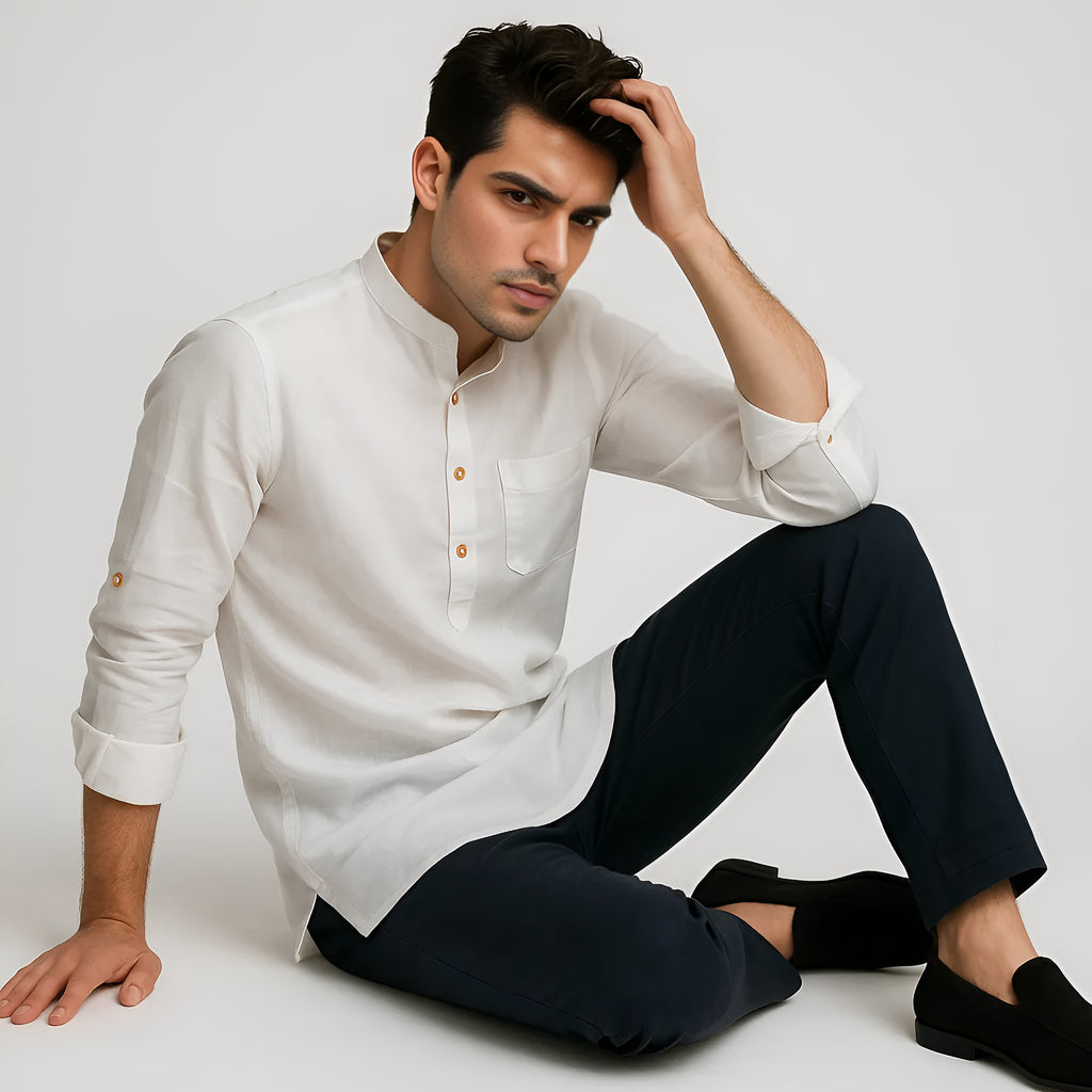 Ethnic Linen Short Kurta