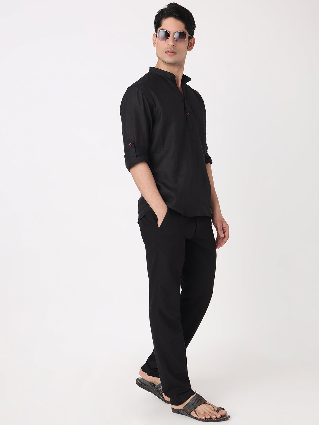 Woven Solid Short Kurta
