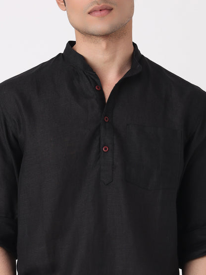 Woven Solid Short Kurta