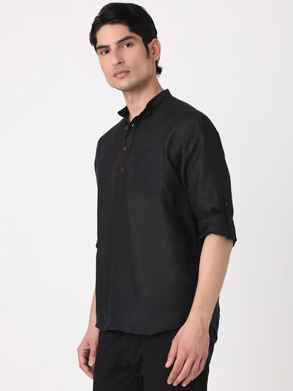 Woven Solid Short Kurta