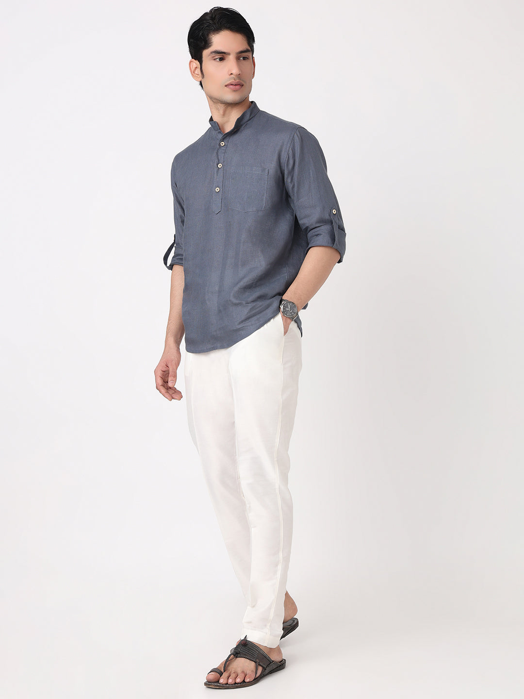 Woven Solid Short Kurta