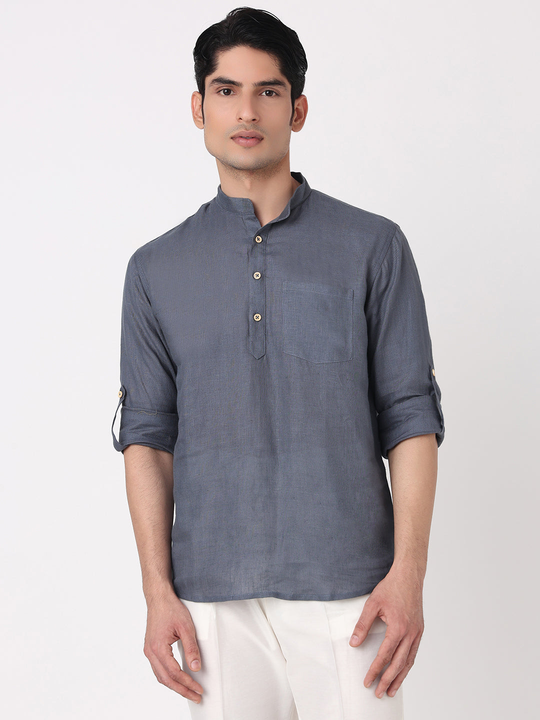 Woven Solid Short Kurta