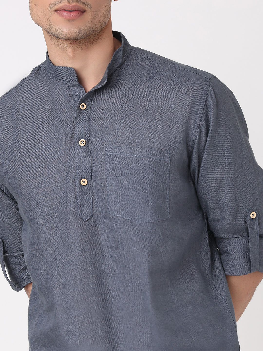 Woven Solid Short Kurta