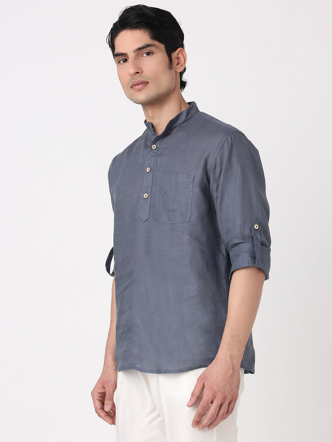 Woven Solid Short Kurta