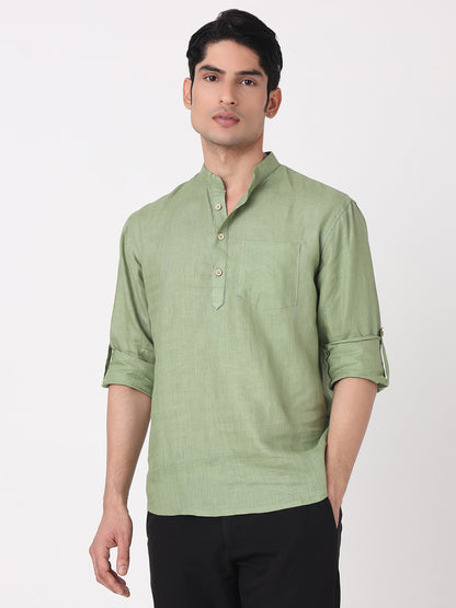 Woven Solid Short Kurta