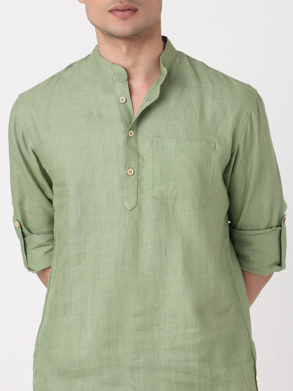 Woven Solid Short Kurta