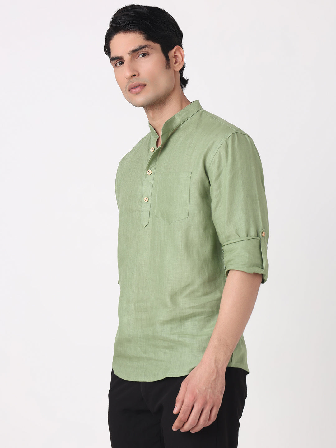 Woven Solid Short Kurta