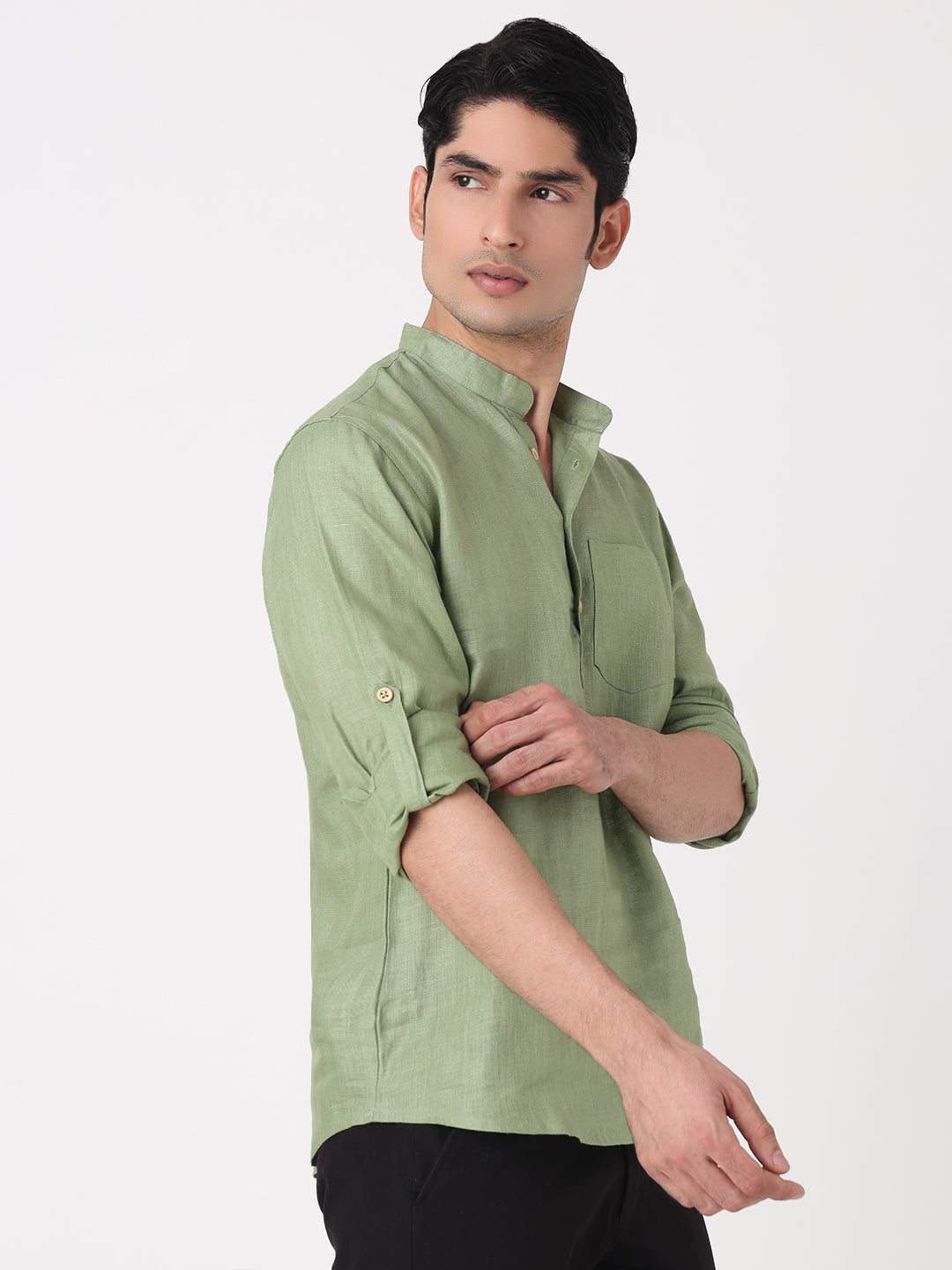 Woven Solid Short Kurta