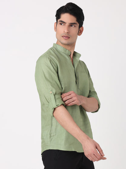 Woven Solid Short Kurta