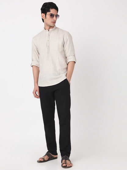 Woven Solid Short Kurta