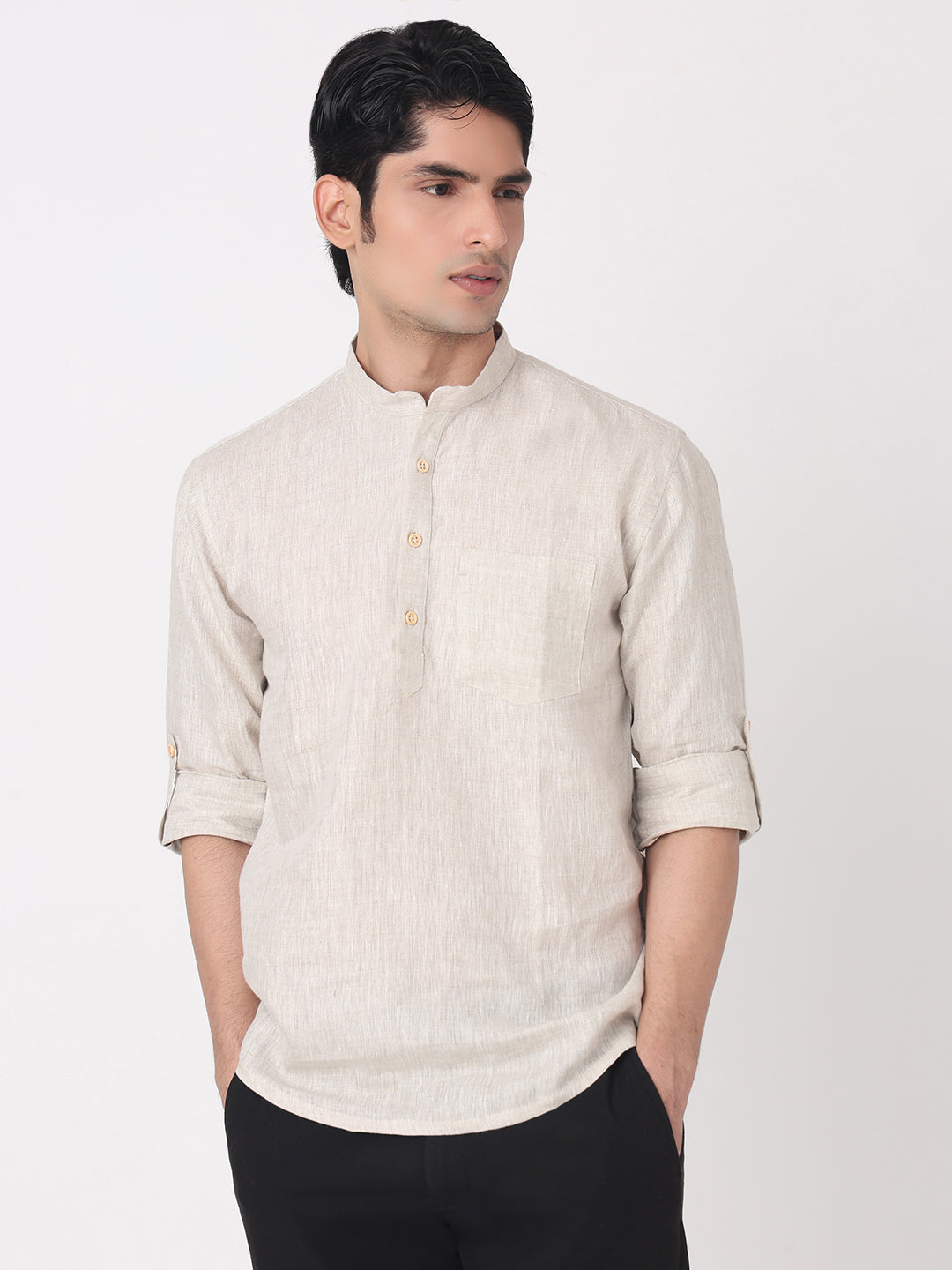 Woven Solid Short Kurta