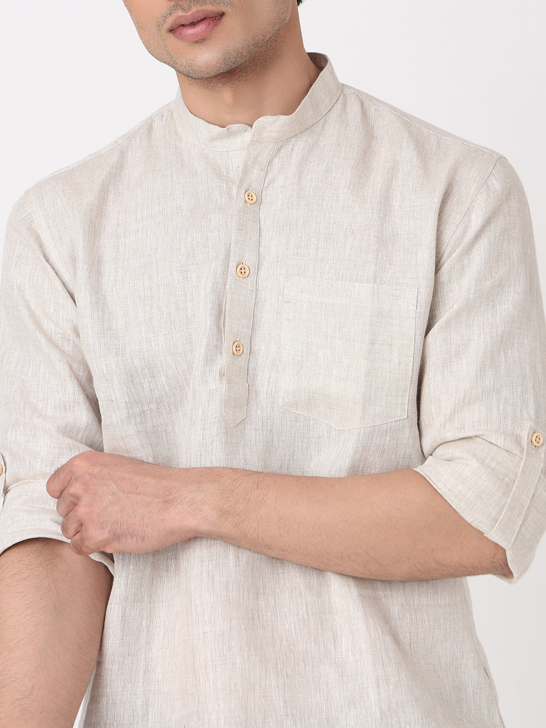 Woven Solid Short Kurta