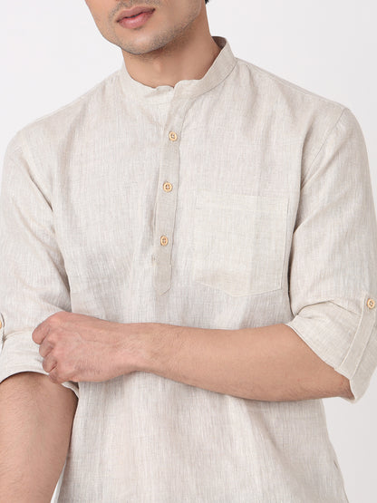 Woven Solid Short Kurta
