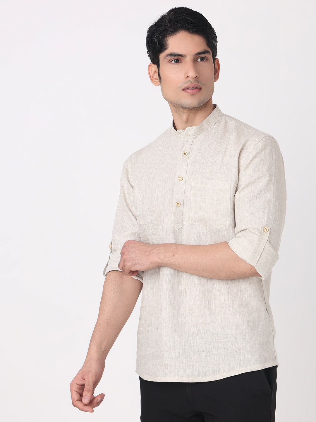 Woven Solid Short Kurta