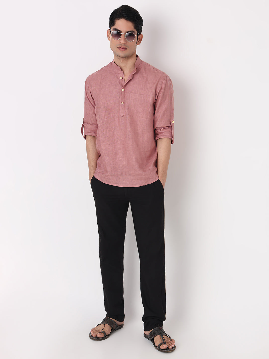 Woven Solid Short Kurta