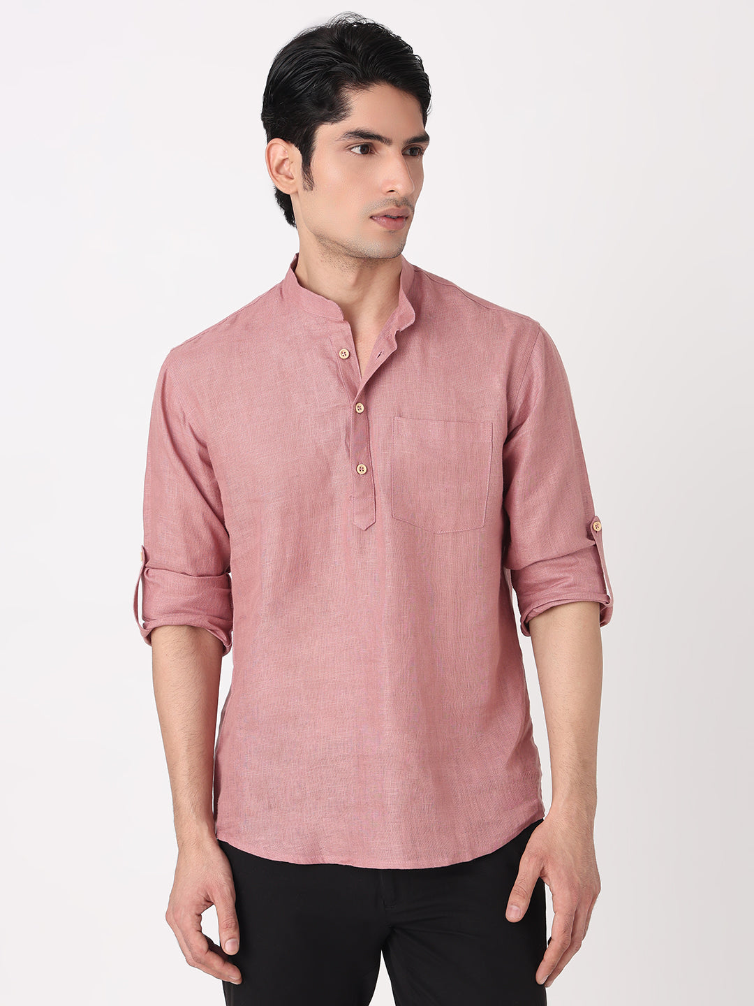 Woven Solid Short Kurta