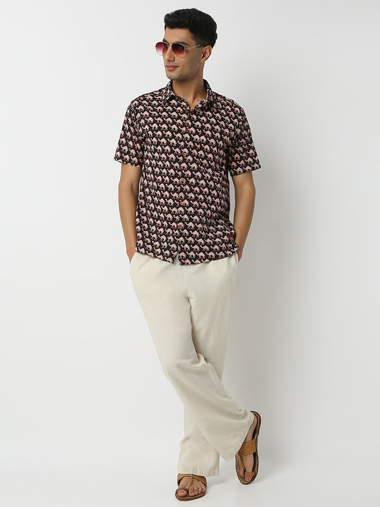 Regular Fit Printed Shirt Collar Half Sleeve Shirt