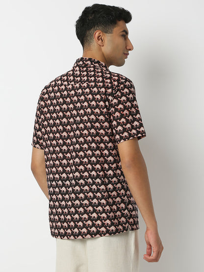 Regular Fit Printed Shirt Collar Half Sleeve Shirt