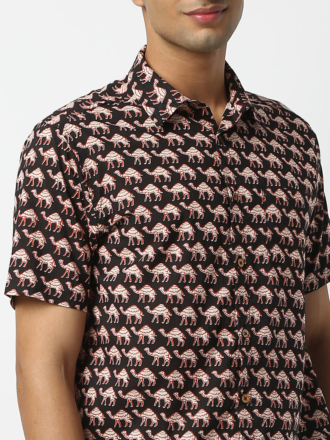 Regular Fit Printed Shirt Collar Half Sleeve Shirt