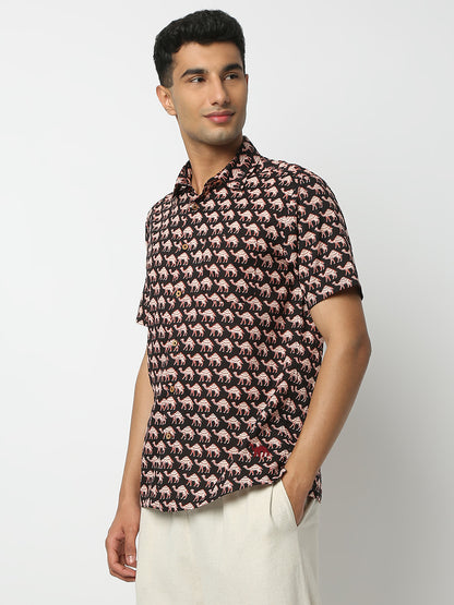 Regular Fit Printed Shirt Collar Half Sleeve Shirt