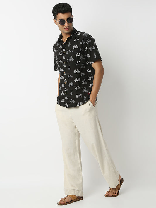 Regular Fit Printed Shirt Collar Half Sleeve Shirt