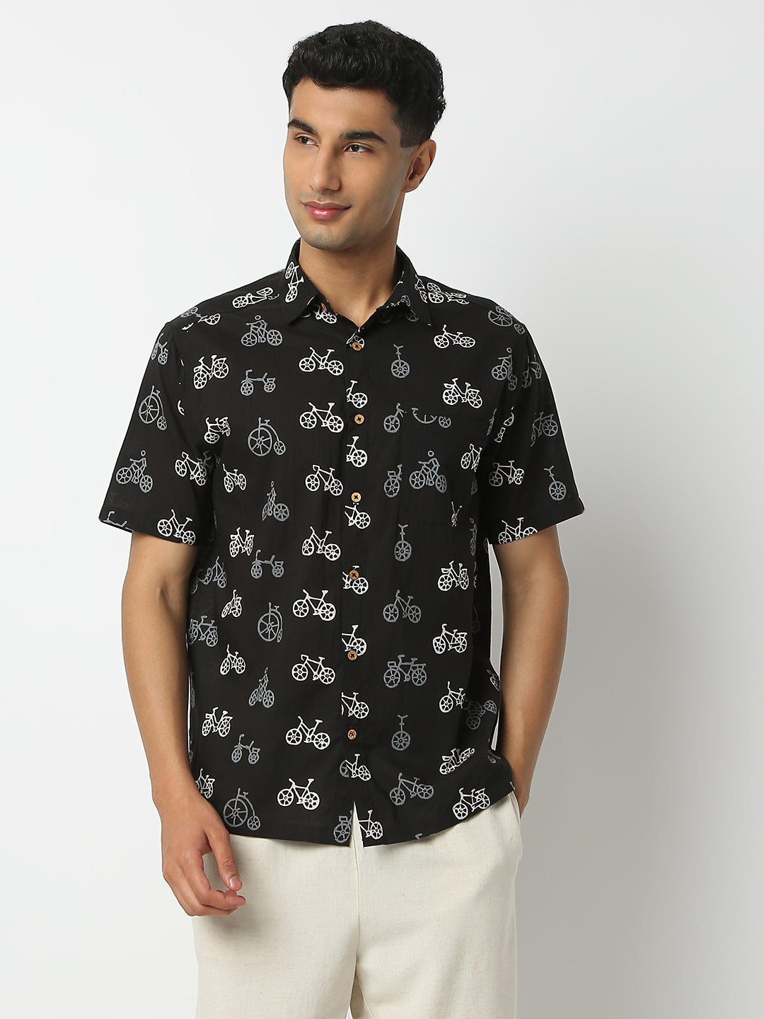 Regular Fit Printed Shirt Collar Half Sleeve Shirt