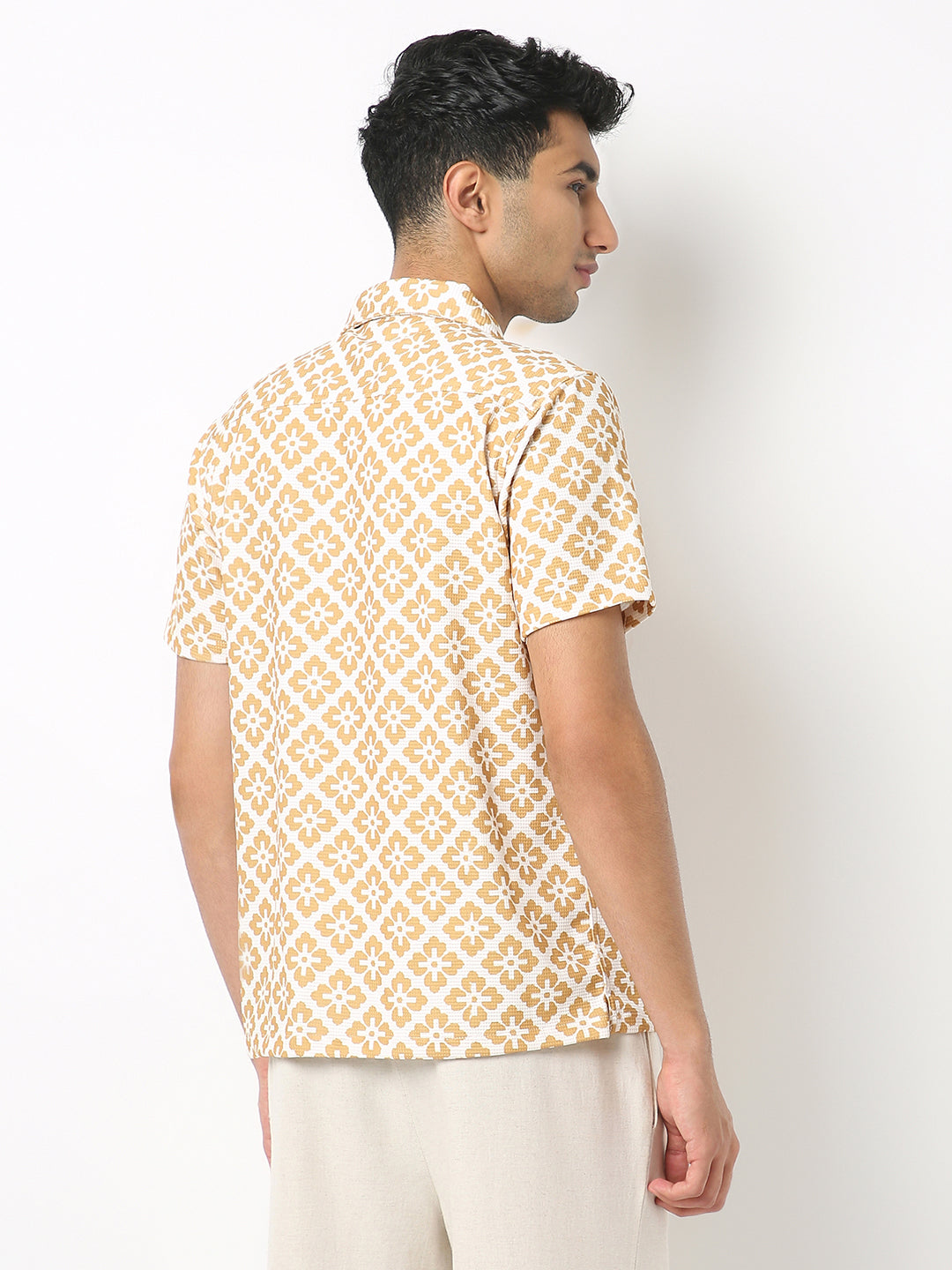 Relaxed Fit Digital Print Camp Collar Half Sleeve Shirt
