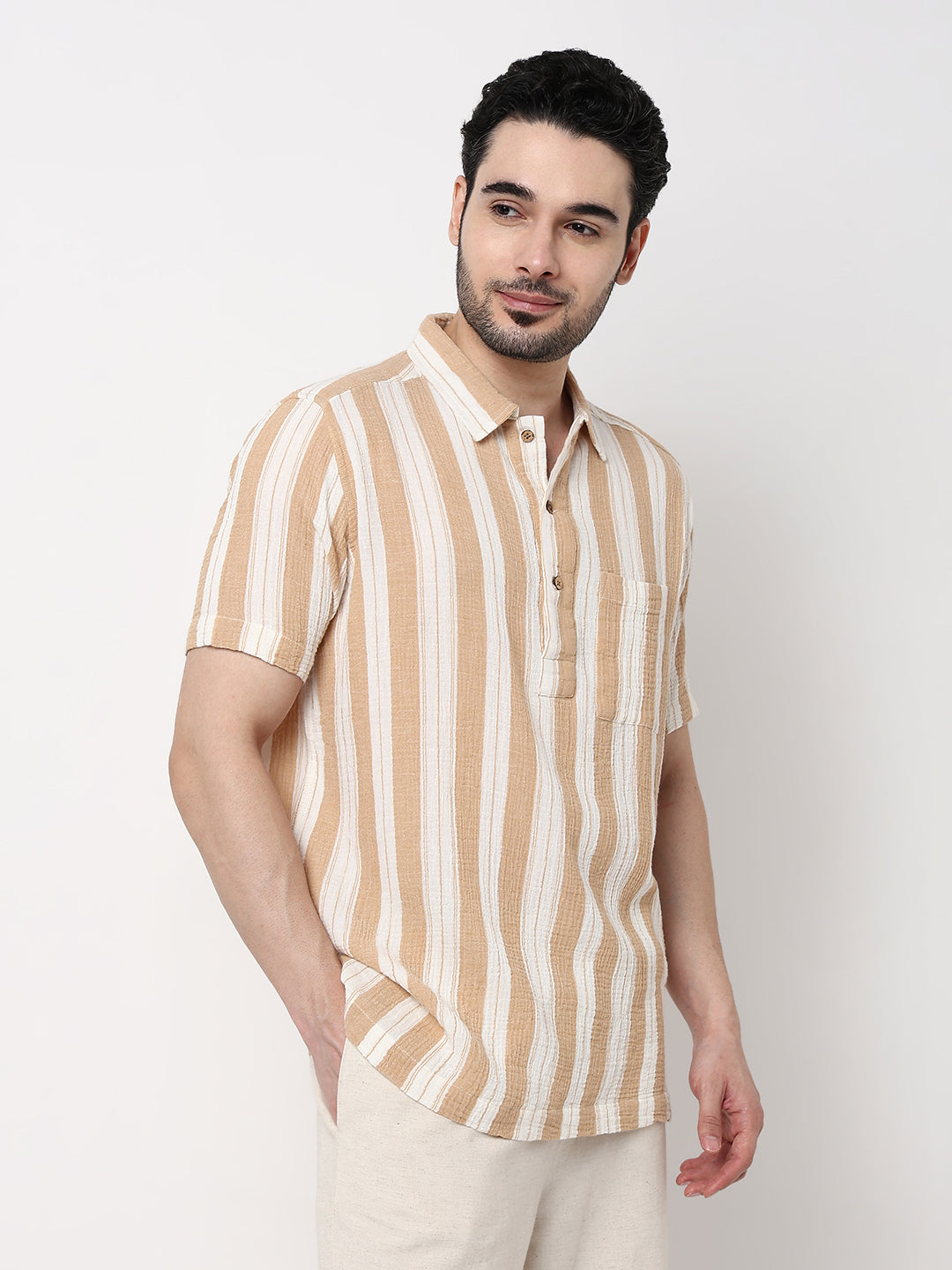 Striped Polo Neck Shirt
