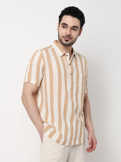 Striped Polo Neck Shirt