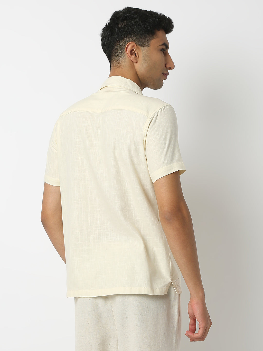 Relaxed Fit Embroidered Shirt Collar Half Sleeve Shirt