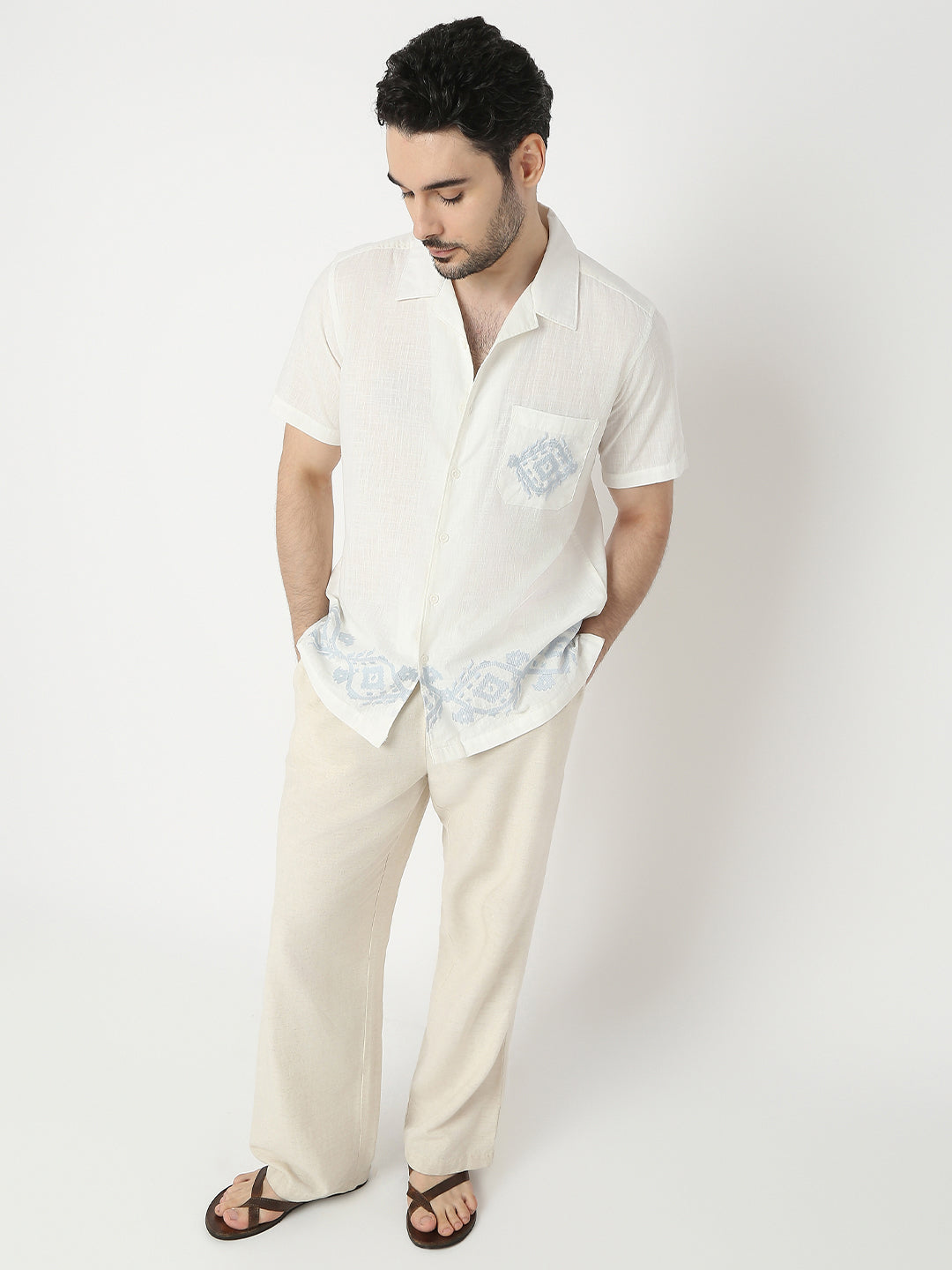 Relaxed Fit Embroidered Half Sleeve Shirts