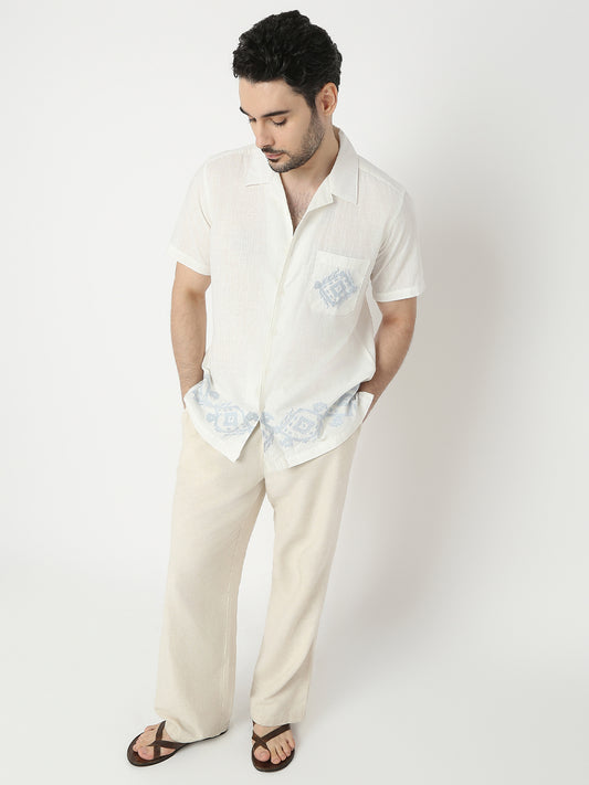 Relaxed Fit Embroidered Half Sleeve Shirts