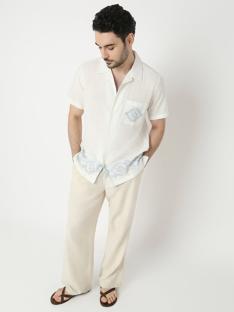 Relaxed Fit Embroidered Half Sleeve Shirts